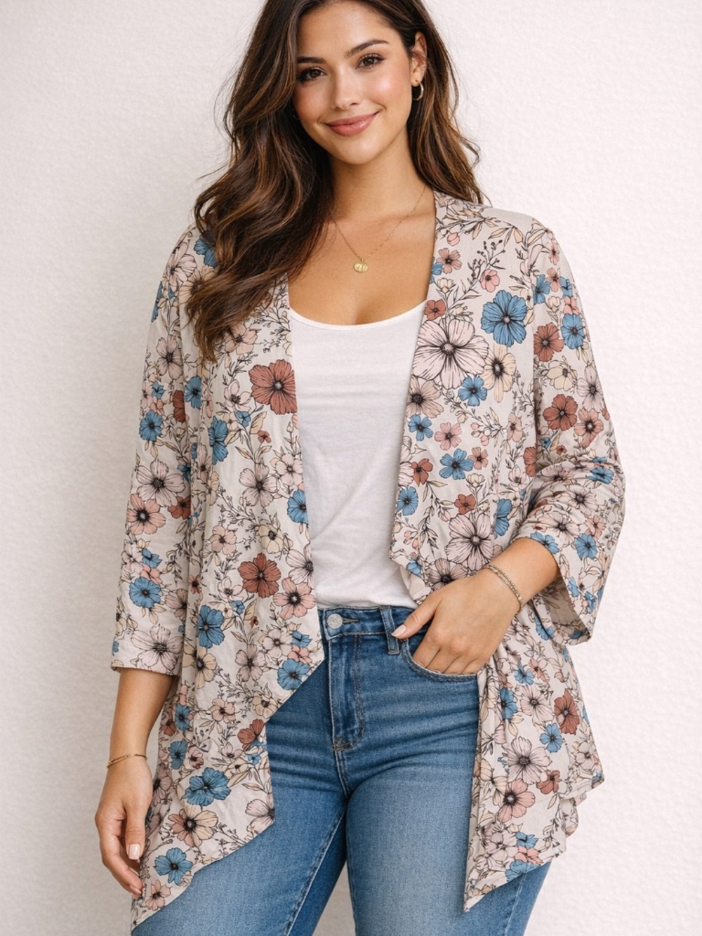 Emery Rose 4XL Floral Kimono Cardigan NWT Boho Chic Open Front Duster